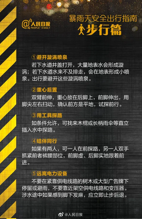 步行篇 (圖片來源:人民日報) 最後還要提醒一點,由於雨天視線受阻