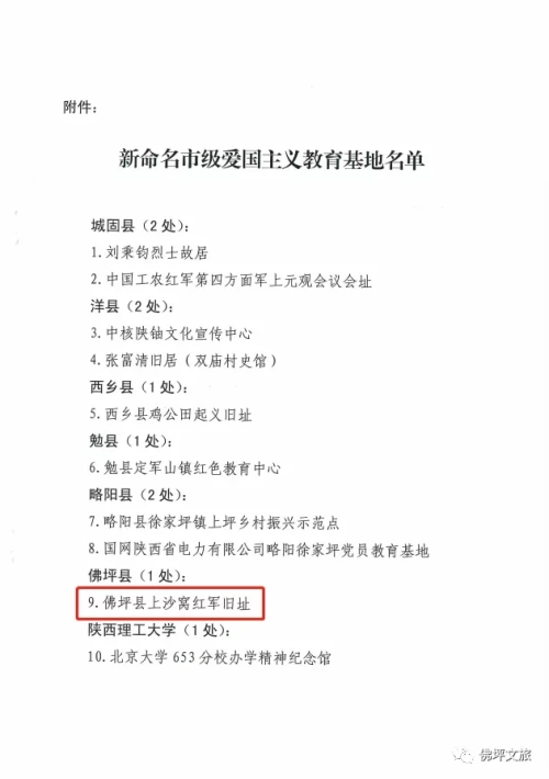 名单公布！佛坪这里被命名为市级“爱国主义教育基地”